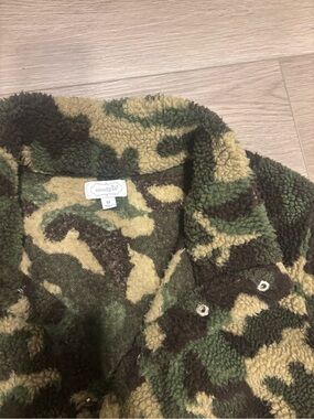 Mud Pie Camouflage Sherpa Jacket in Green, Brown, Tan